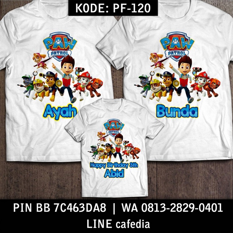 Kaos Couple Keluarga | Kaos Ulang Tahun Anak Paw Patrol - PF 120