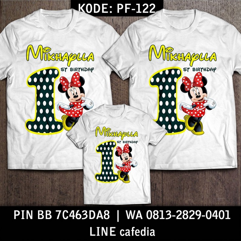 Kaos Couple Keluarga | Kaos Ulang Tahun Anak Minnie Mouse - PF 122