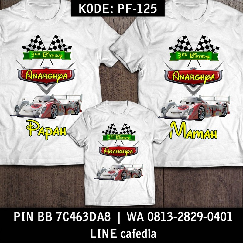 Kaos Couple Keluarga | Kaos Ulang Tahun Anak Cars - PF 125