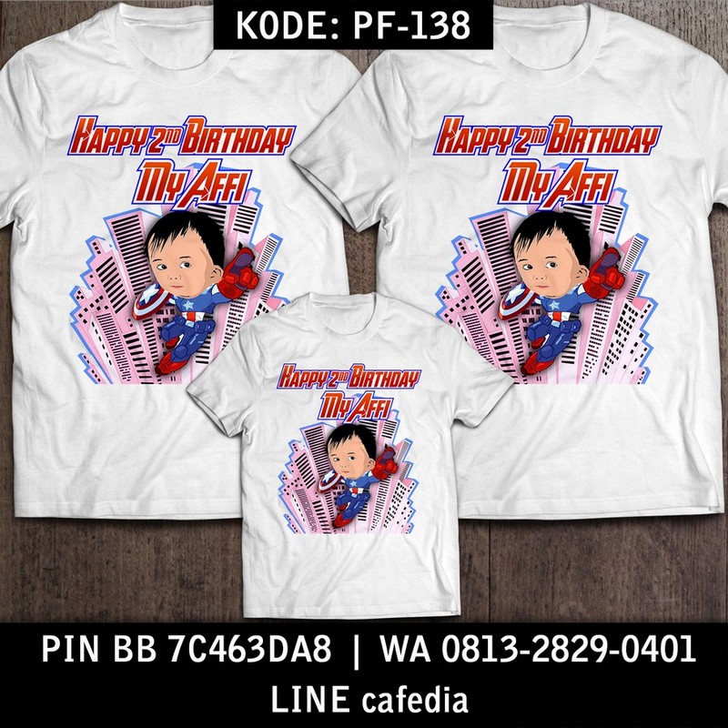 Kaos Couple Keluarga | Kaos Ulang Tahun Anak Captain America - PF 138