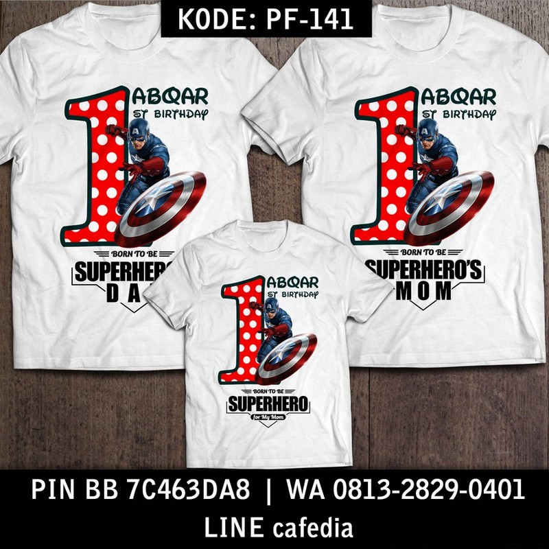 Kaos Couple Keluarga | Kaos Ulang Tahun Anak Captain America - PF 141