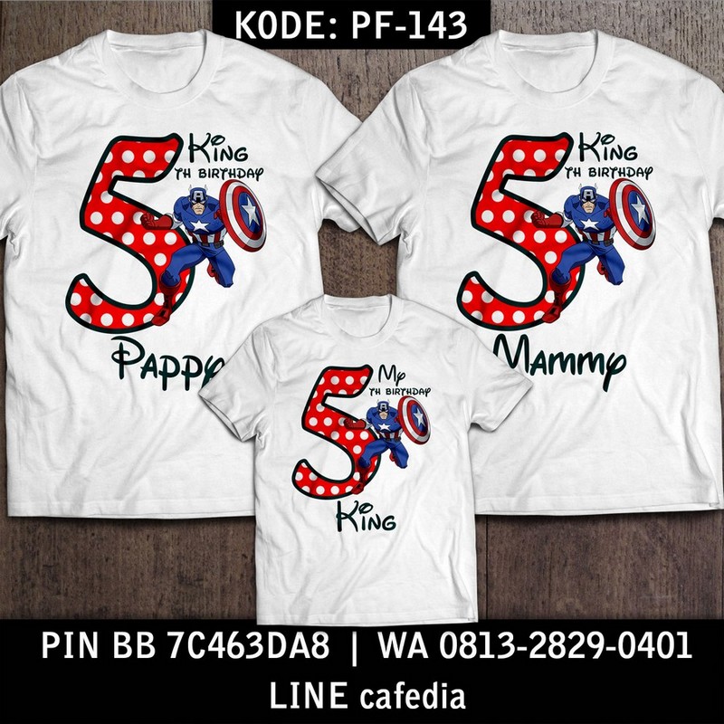 Kaos Couple Keluarga | Kaos Ulang Tahun Anak Captain America - PF 143