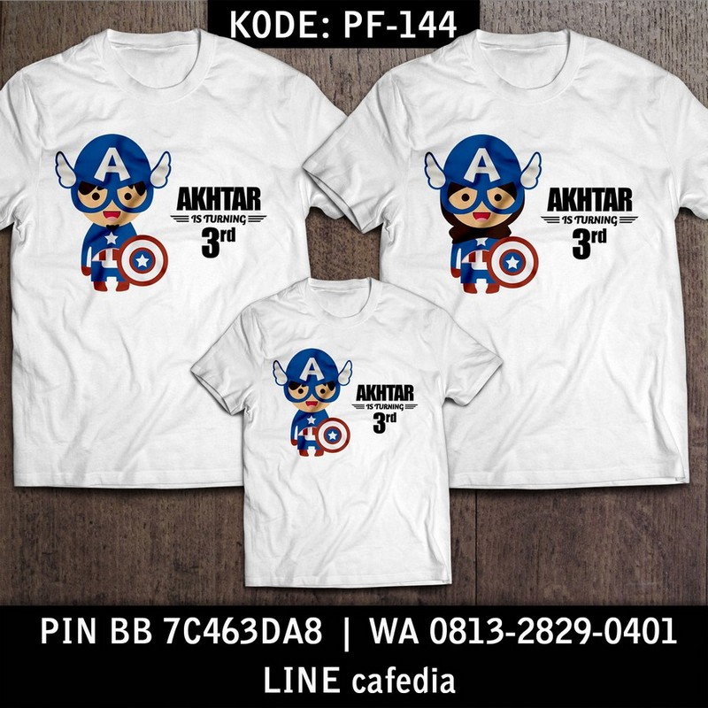 Kaos Couple Keluarga | Kaos Ulang Tahun Anak Captain America - PF 144