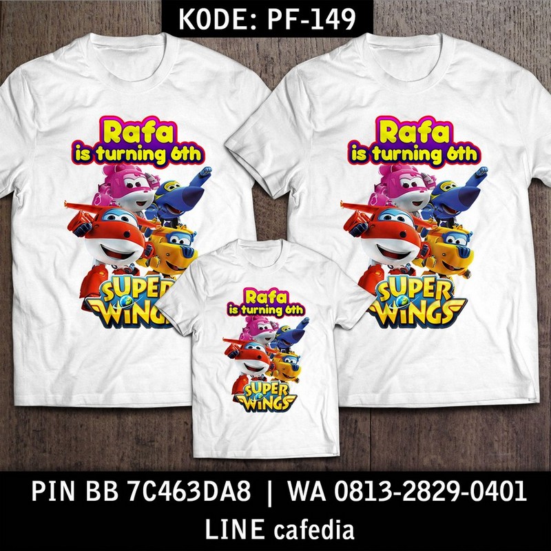 Kaos Couple Keluarga | Kaos Ulang Tahun Anak Super Wings - PF 149