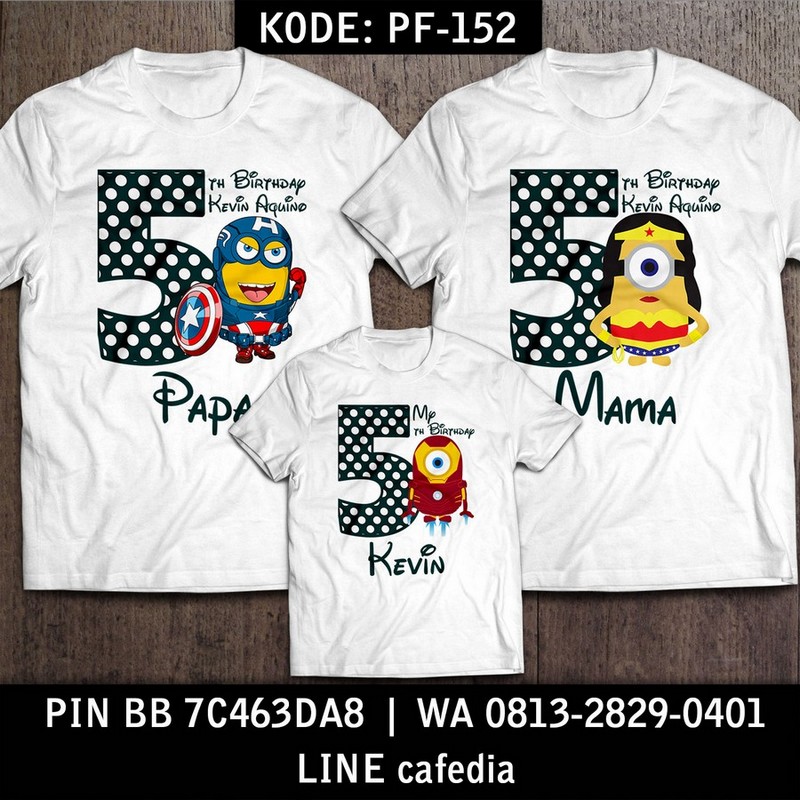 Kaos Couple Keluarga | Kaos Ulang Tahun Anak Minion - PF 152