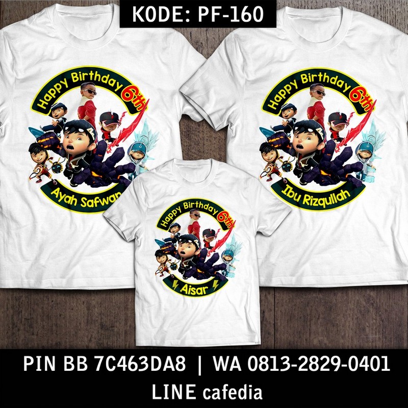 Kaos Couple Keluarga | Kaos Ulang Tahun Anak Boboi Boy - PF 160