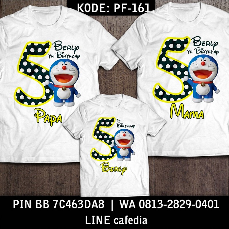 Kaos Couple Keluarga | Kaos Ulang Tahun Anak Doraemon - PF 161