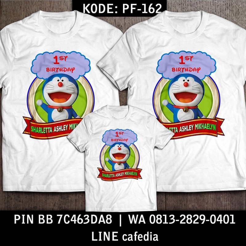 Kaos Couple Keluarga | Kaos Ulang Tahun Anak Doraemon - PF 162