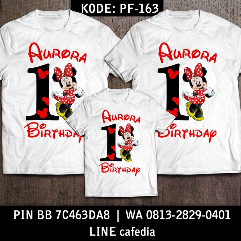 Kaos Couple Keluarga | Kaos Ulang Tahun Anak Minnie Mouse - PF 163