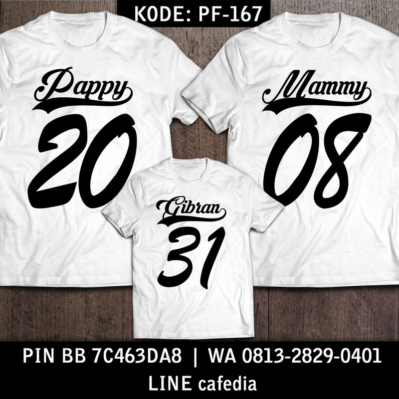 Baju Kaos Couple Keluarga | Kaos Family Custom Nama & Angka - PF 167