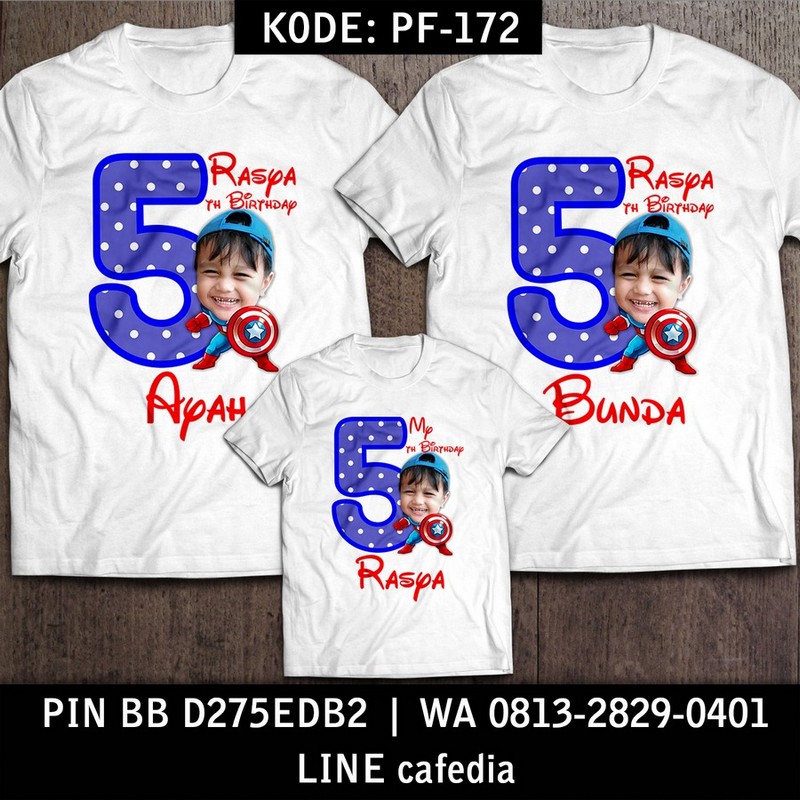 Kaos Couple Keluarga | Kaos Ulang Tahun Anak Captain America - PF 172