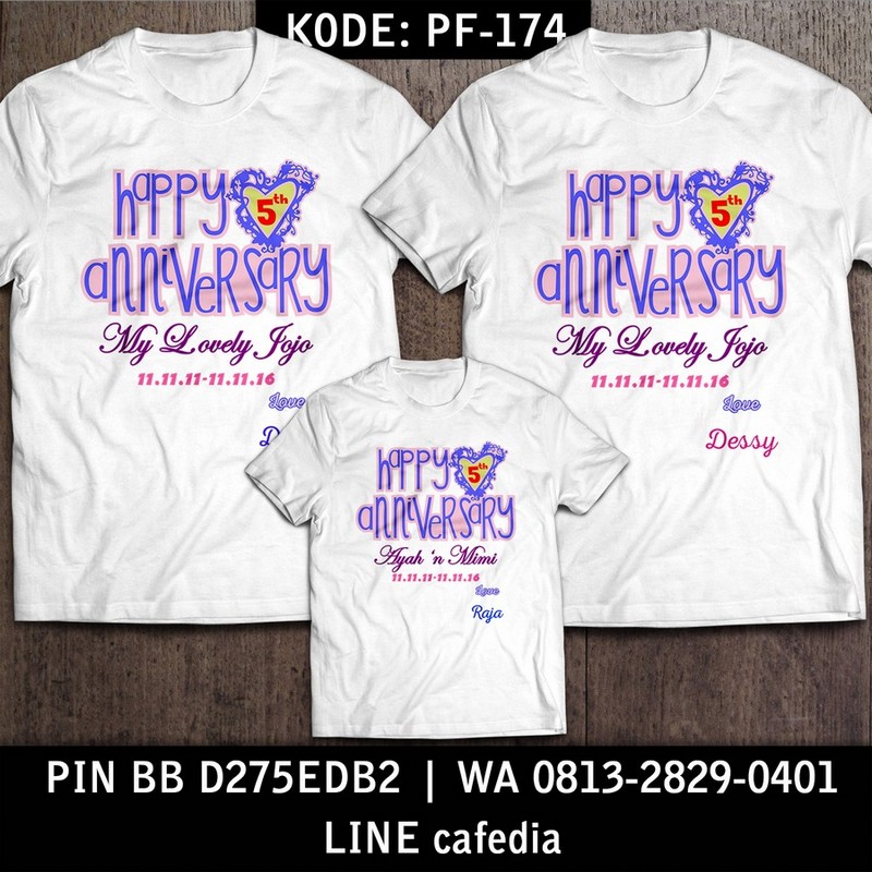 Baju Kaos Couple Keluarga | Kaos Family Custom Anniversary - PF 174