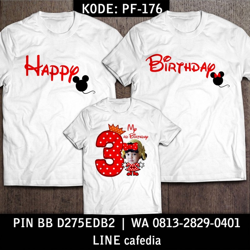 Kaos Couple Keluarga | Kaos Ulang Tahun Anak Mickey & Minnie Mouse - PF 176