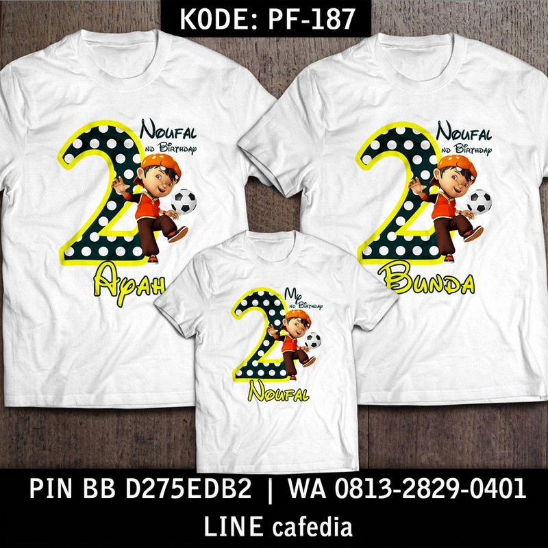 Kaos Couple Keluarga | Kaos Ulang Tahun Anak Boboi Boy - PF 187