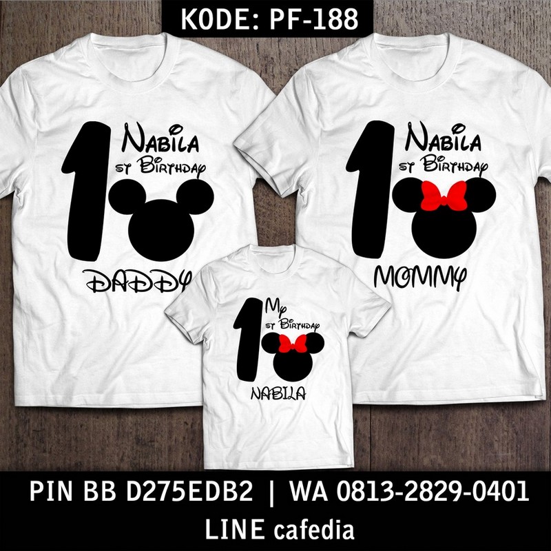 Kaos Couple Keluarga | Kaos Ulang Tahun Anak Mickey & Minnie Mouse - PF 188