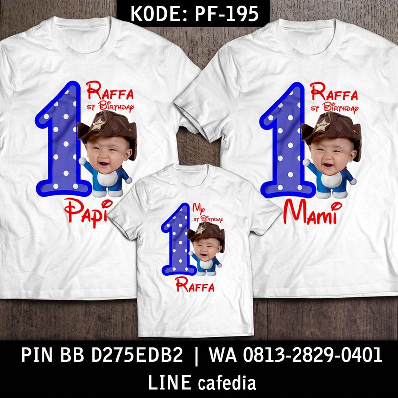 Kaos Couple Keluarga | Kaos Ulang Tahun Anak Doraemon - PF 195
