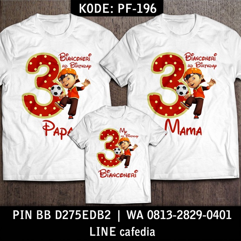 Kaos Couple Keluarga | Kaos Ulang Tahun Anak Boboi Boy - PF 196