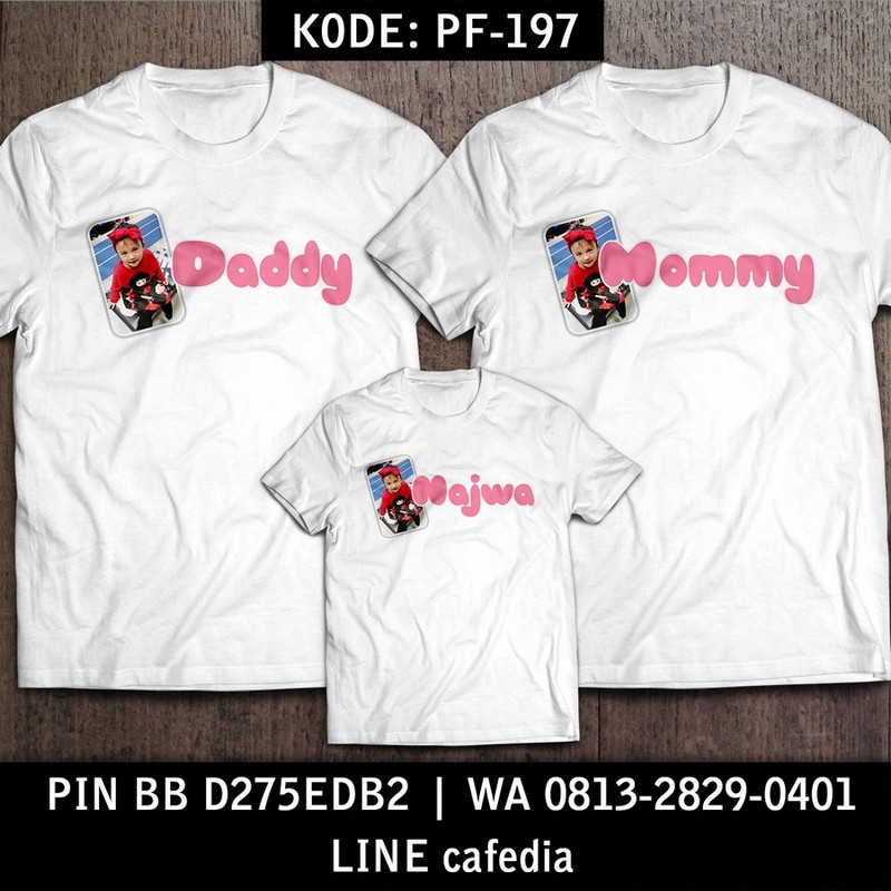 Baju Kaos Couple Keluarga | Kaos Family Custom Foto & Nama - PF 197