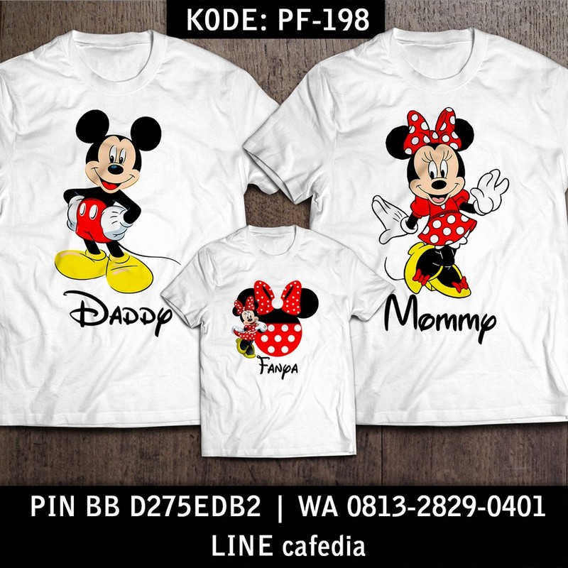 Baju Kaos Couple Keluarga | Kaos Family Custom Mickey & Minnie Mouse - PF 198