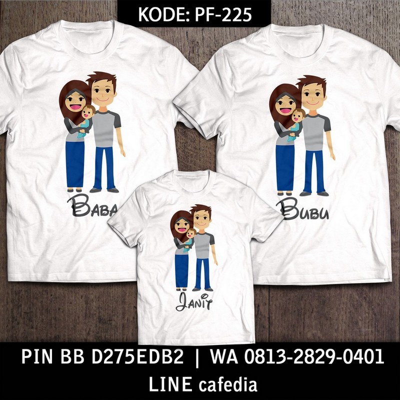 Baju Kaos Couple Keluarga | Kaos Family Custom Kartun Keluarga - PF 225