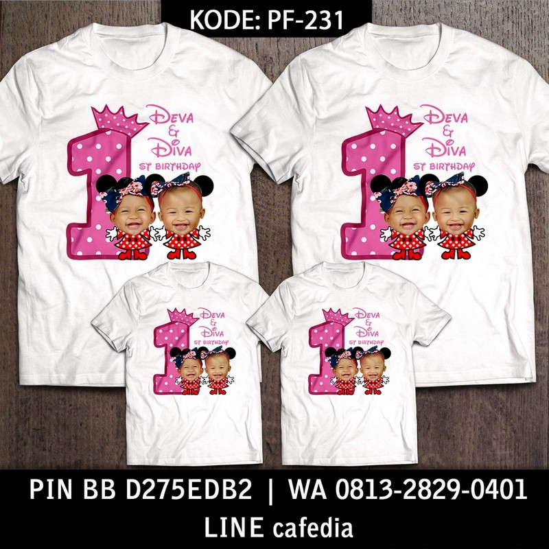 Kaos Couple Keluarga | Kaos Ulang Tahun Anak Mickey & Minnie Mouse - PF 231