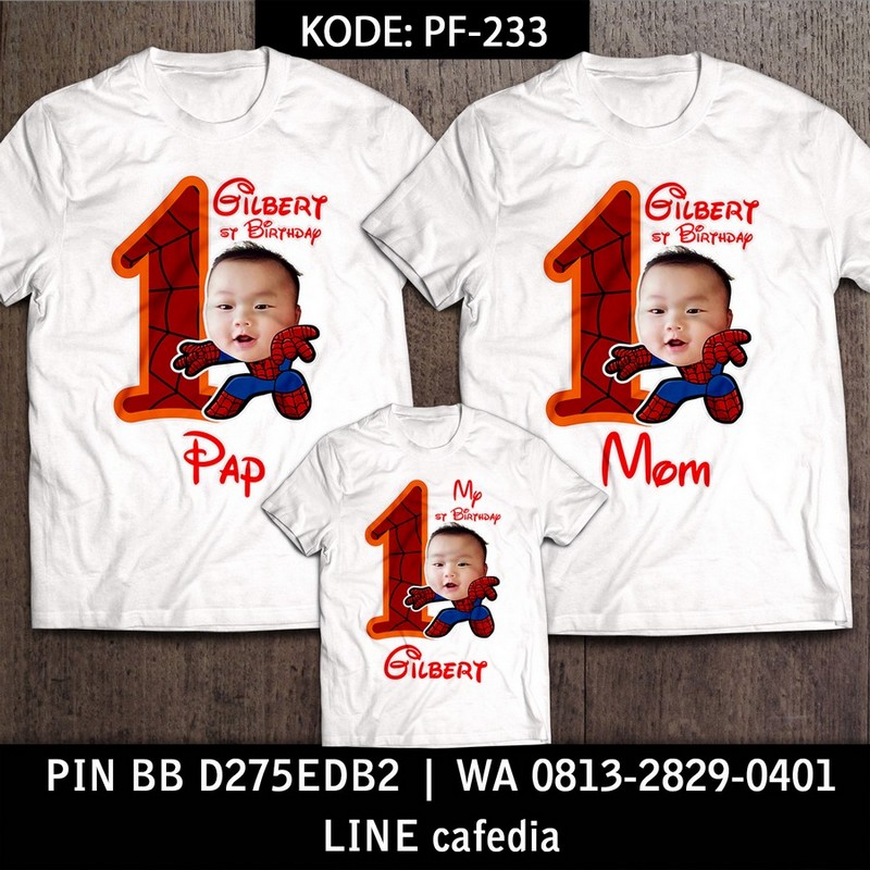 Kaos Couple Keluarga | Kaos Ulang Tahun Anak Spiderman - PF 233