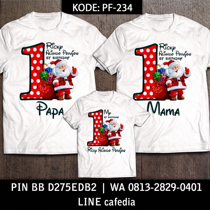 Kaos Couple Keluarga | Kaos Ulang Tahun Anak Santa Christmas - PF 234