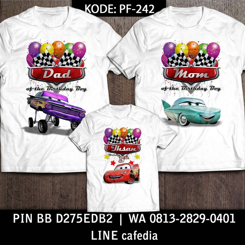 Baju Kaos Couple Keluarga | Kaos Family Ulang Tahun Anak | Kaos Cars - PF 242