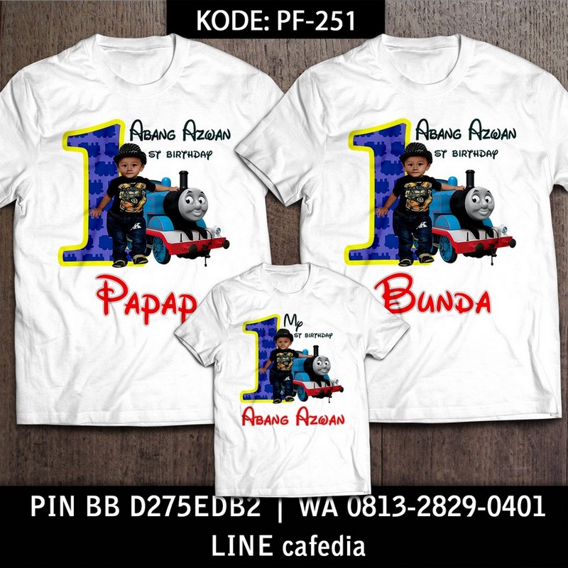 Kaos Couple Keluarga | Kaos Ulang Tahun Anak Kereta Thomas - PF 251