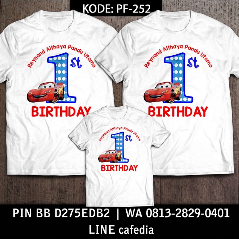 Kaos Couple Keluarga | Kaos Ulang Tahun Anak Cars - PF 252