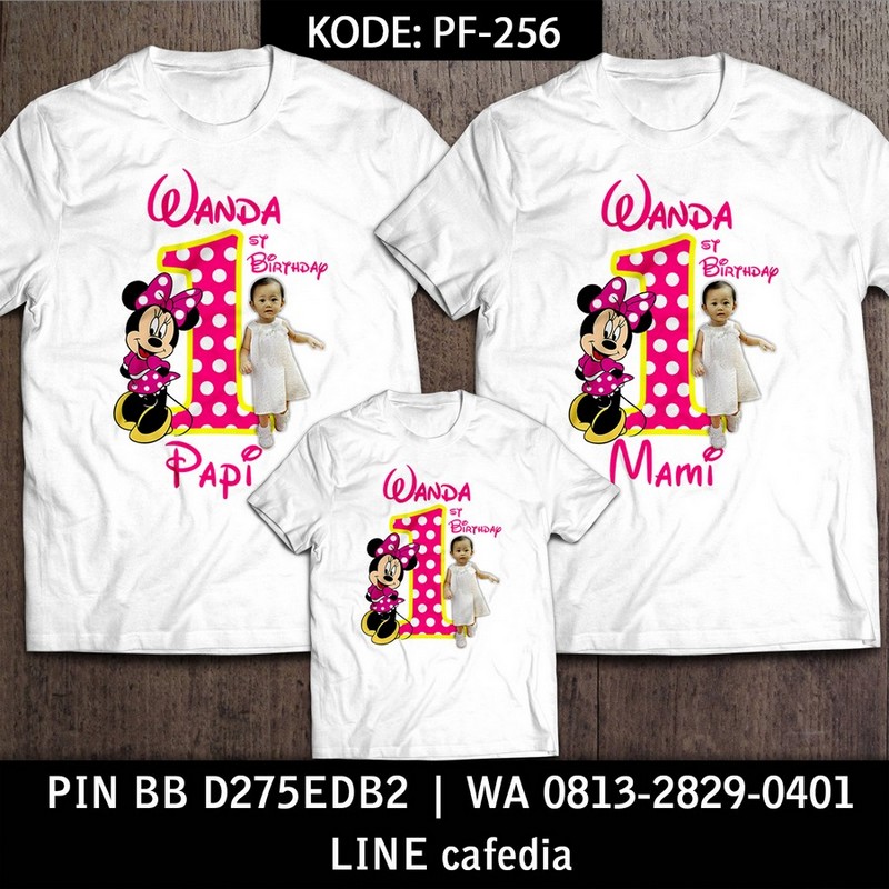 Kaos Couple Keluarga | Kaos Ulang Tahun Anak Minnie Mouse - PF 256