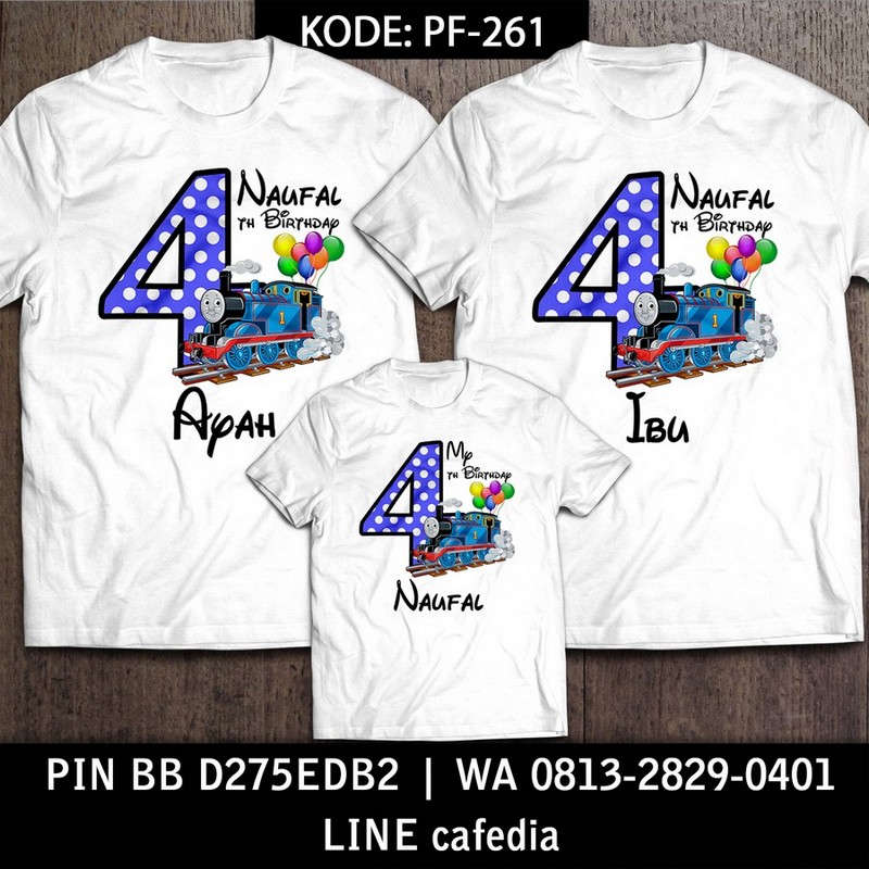 Kaos Couple Keluarga | Kaos Ulang Tahun Anak Kereta Thomas - PF 261