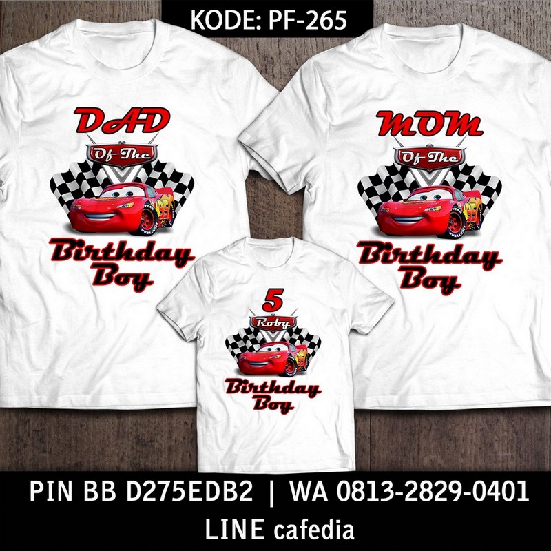 Kaos Couple Keluarga | Kaos Ulang Tahun Anak Cars - PF 265