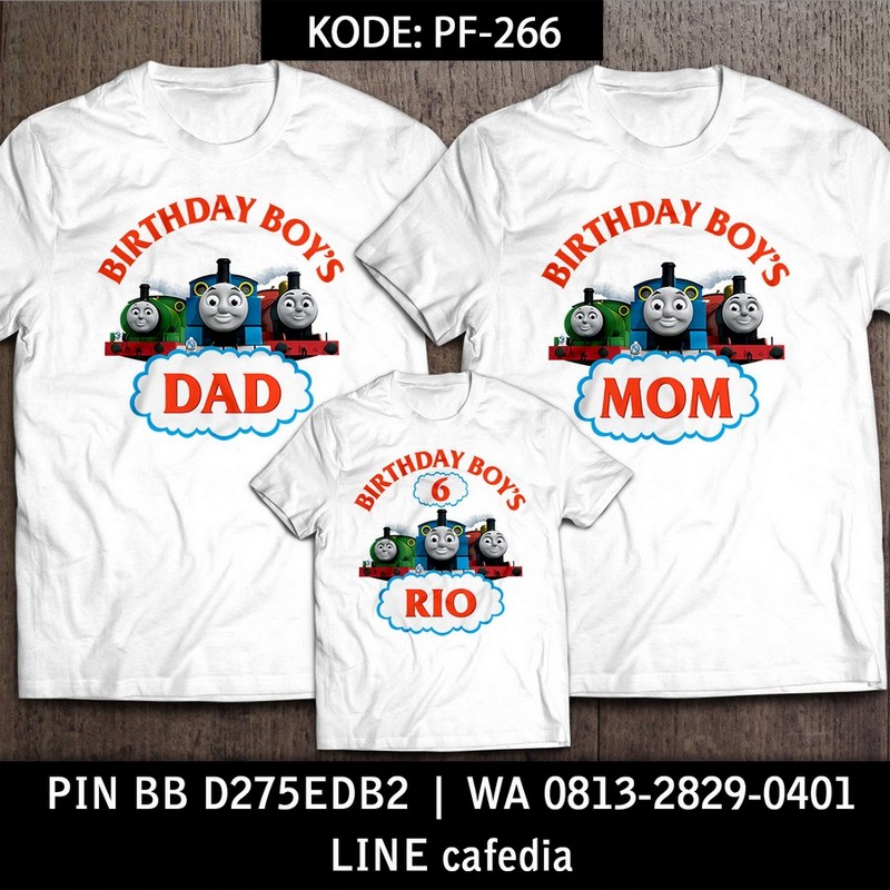 Kaos Couple Keluarga | Kaos Ulang Tahun Anak Kereta Thomas - PF 266