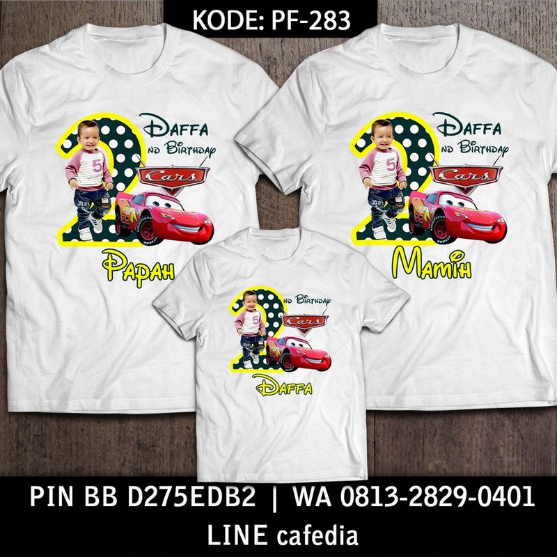 Kaos Couple Keluarga | Kaos Ulang Tahun Anak Cars - PF 283