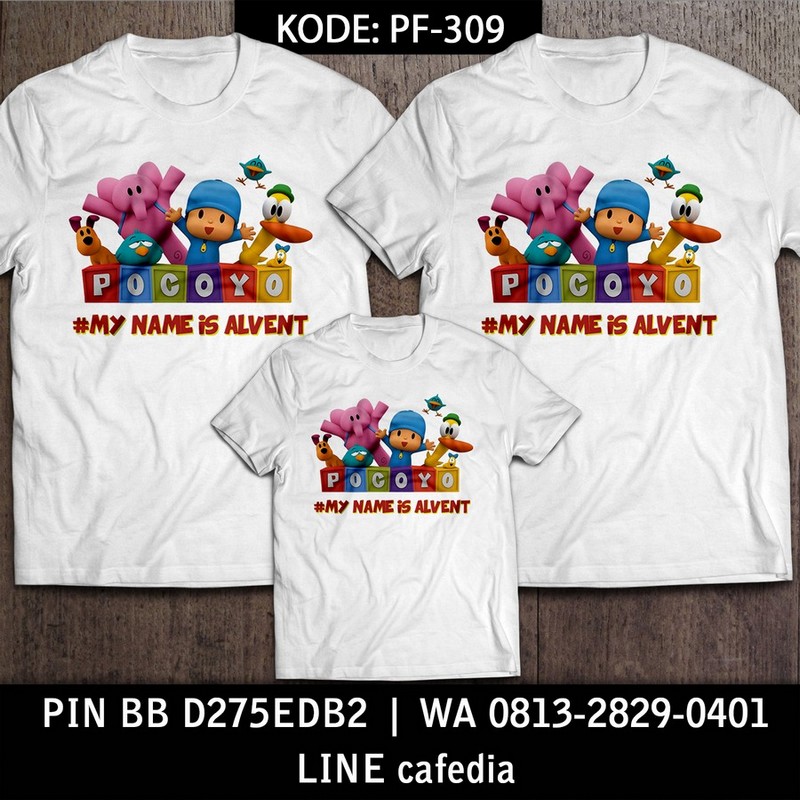 Baju Kaos Couple Keluarga | Kaos Family Custom Pocoyo - PF 309