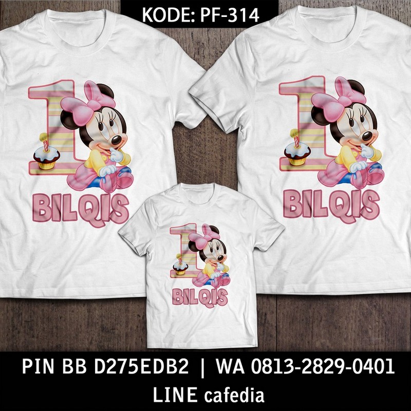 Kaos Couple Keluarga | Kaos Ulang Tahun Anak Minnie Mouse - PF 314