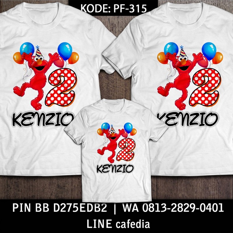 Kaos Couple Keluarga | Kaos Ulang Tahun Anak Elmo - PF 315