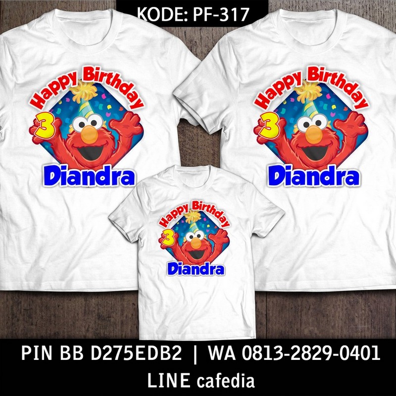 Kaos Couple Keluarga | Kaos Ulang Tahun Anak Elmo - PF 317