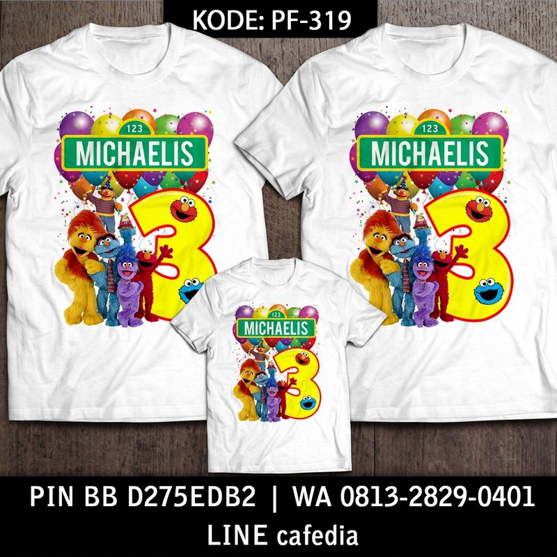 Kaos Couple Keluarga | Kaos Ulang Tahun Anak Elmo - PF 319