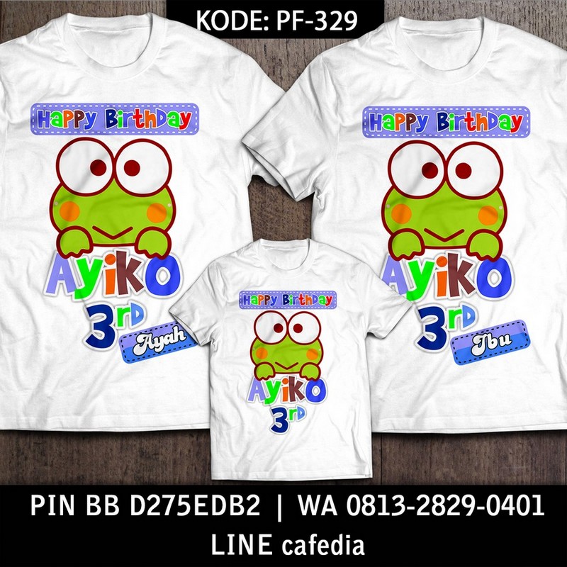 Kaos Couple Keluarga | Kaos Ulang Tahun Anak Keroppi - PF 329