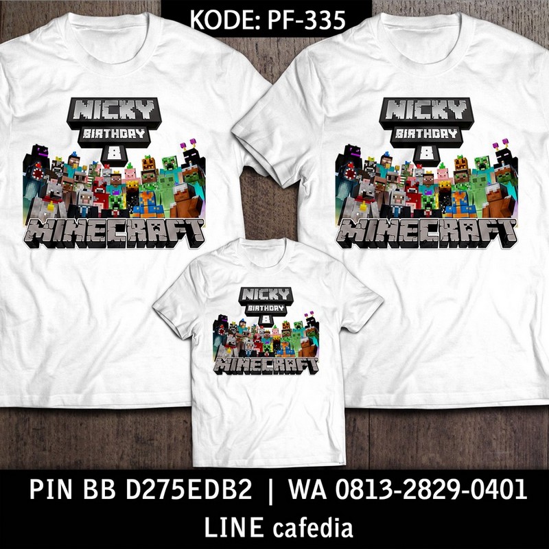 Kaos Couple Keluarga | Kaos Ulang Tahun Anak Minecraft - PF 335