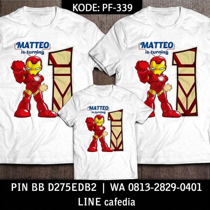 Kaos Couple Keluarga | Kaos Ulang Tahun Anak Iron Man - PF 393