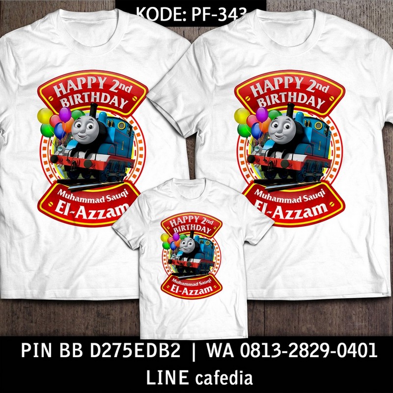 Kaos Couple Keluarga | Kaos Ulang Tahun Anak | Kaos Kereta Thomas | Kaos Thomas - PF 343