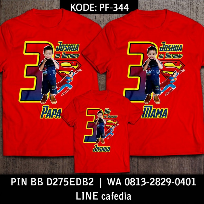 Kaos Couple Keluarga | Kaos Ulang Tahun Anak Superman - PF 344