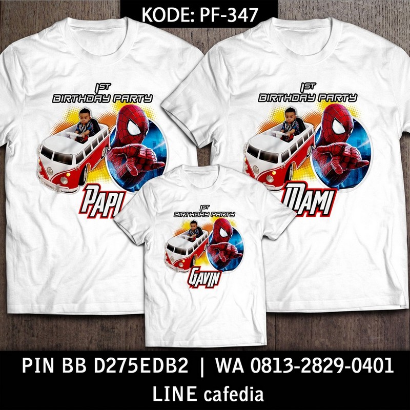 Kaos Couple Keluarga | Kaos Ulang Tahun Anak Spiderman - PF 347