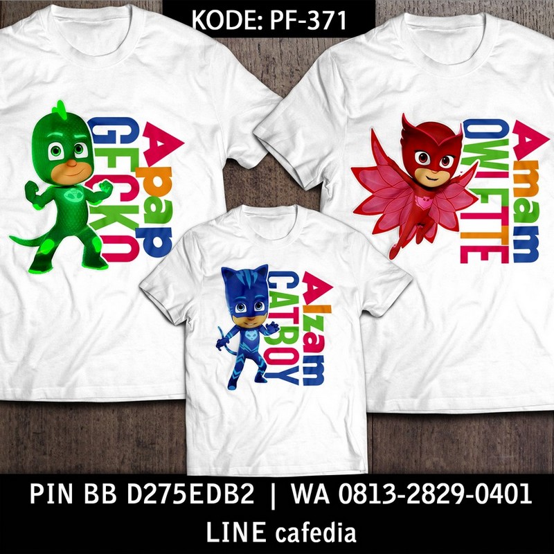 Baju Kaos Couple Keluarga | Kaos Family Custom PJ Mask - PF 371