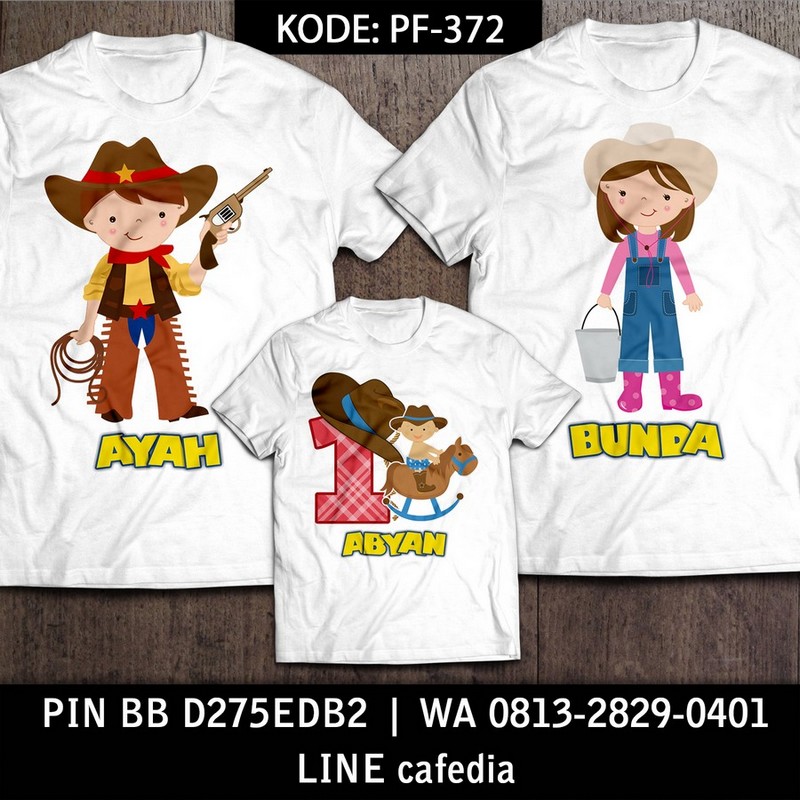 Kaos Couple Keluarga | Kaos Ulang Tahun Anak Coboy - PF 372