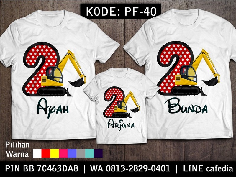 Kaos Couple Keluarga | Kaos Ulang Tahun Anak Construction & Transportation - PF 40