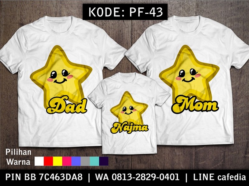 Baju Kaos Couple Keluarga | Kaos Family Custom Bintang - PF 43